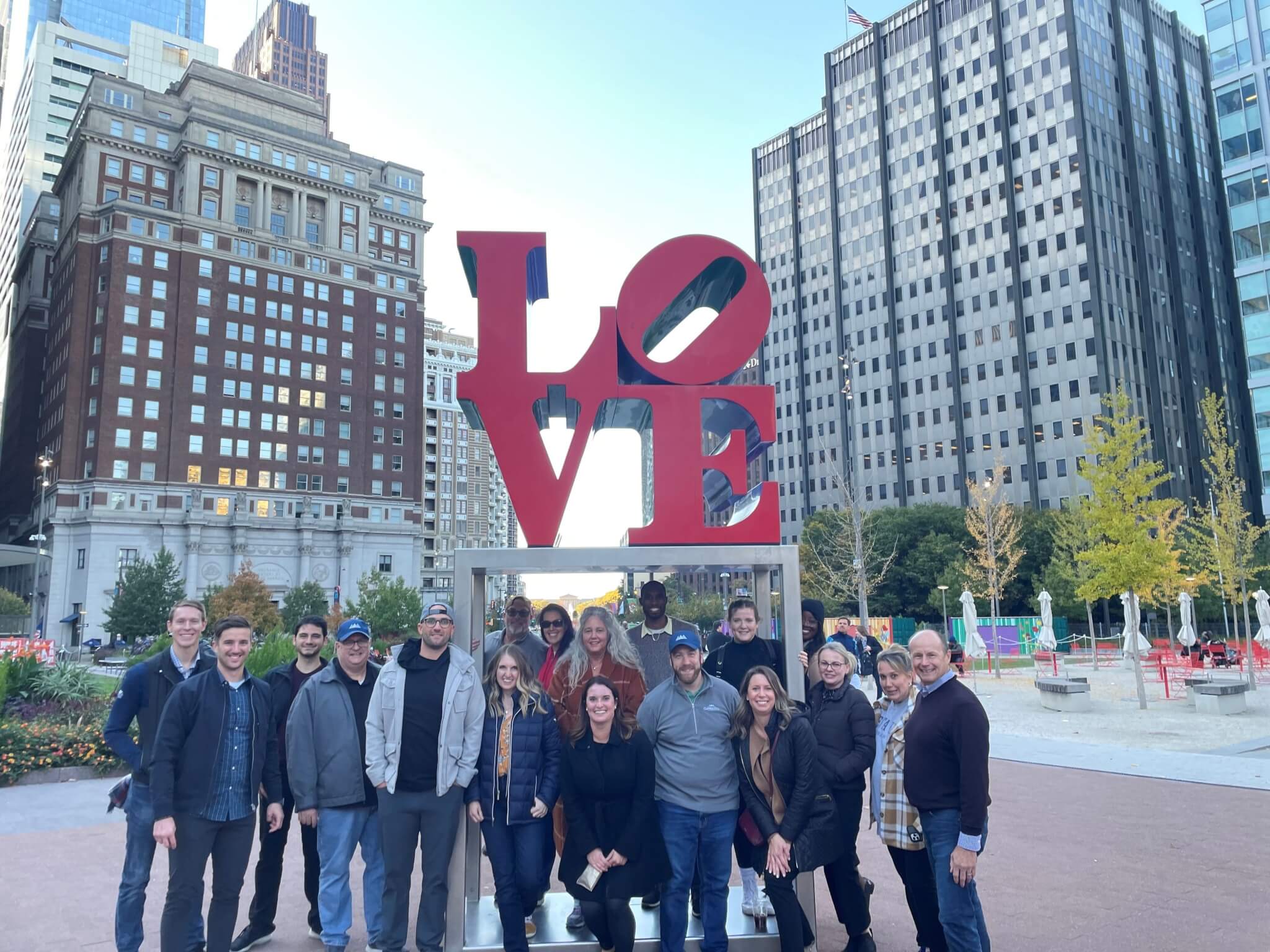 Team Photo in front of Love Statue